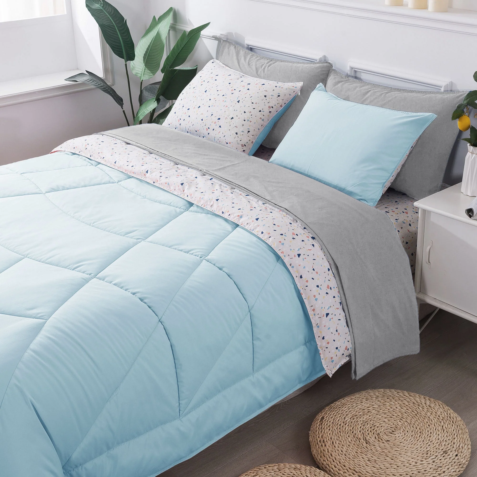 Kasentex Reversible 5 and 7 Piece Ultra Soft Cozy Bed Comforter Sets, Room Decor - Image 13