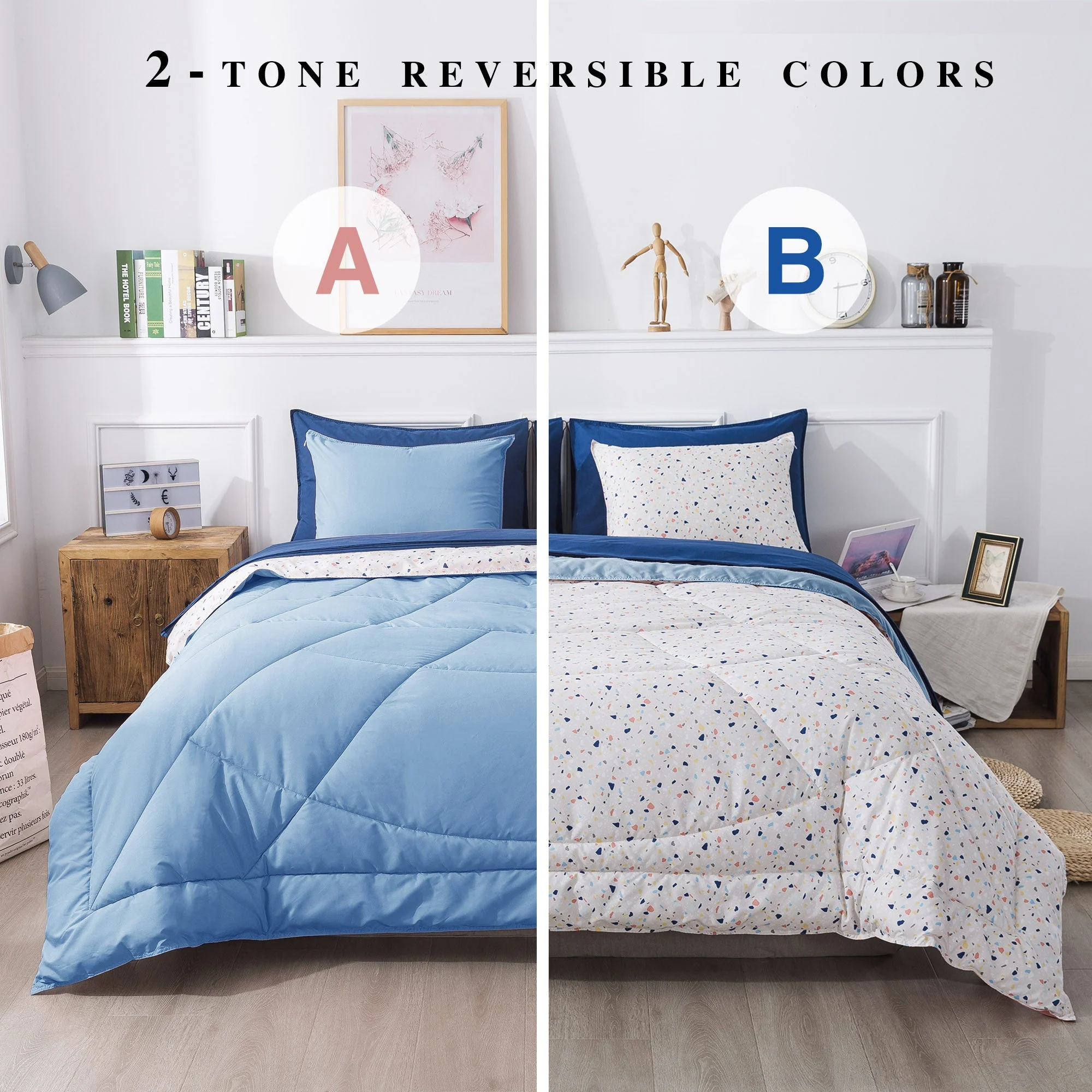 Kasentex Reversible 5 and 7 Piece Ultra Soft Cozy Bed Comforter Sets, Room Decor - Image 3