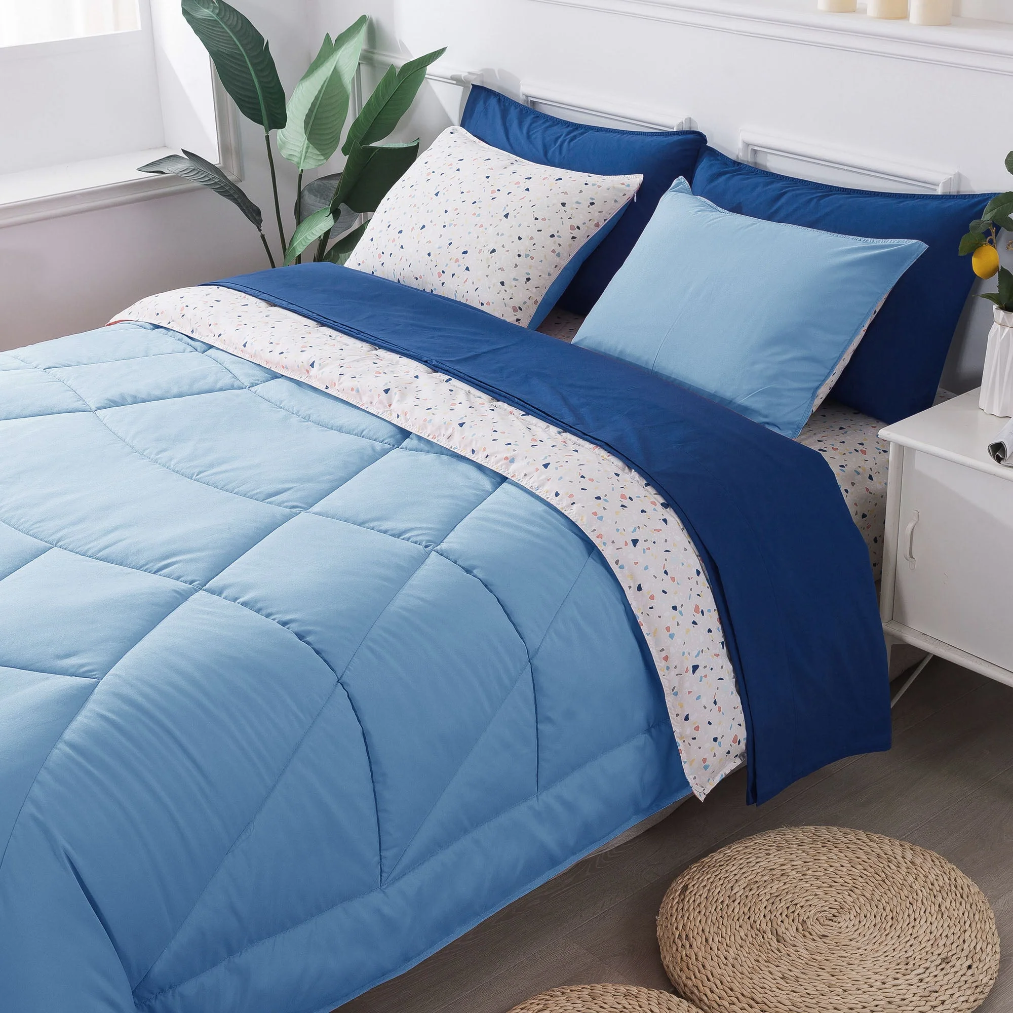 Kasentex Reversible 5 and 7 Piece Ultra Soft Cozy Bed Comforter Sets, Room Decor - Image 4