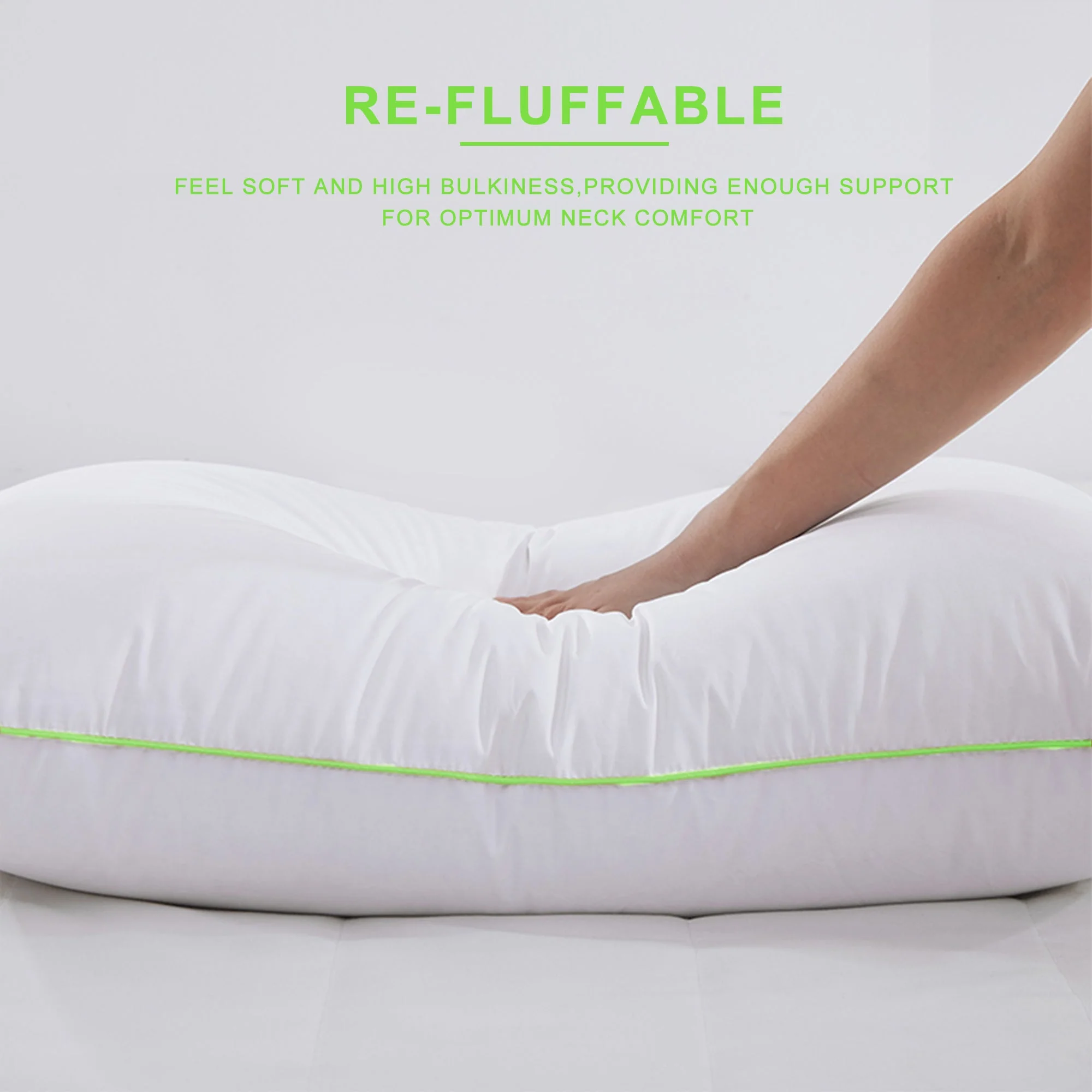 Kasentex Silky Green Piped Edge Goose Down Feather Pillow Set, White - Image 4