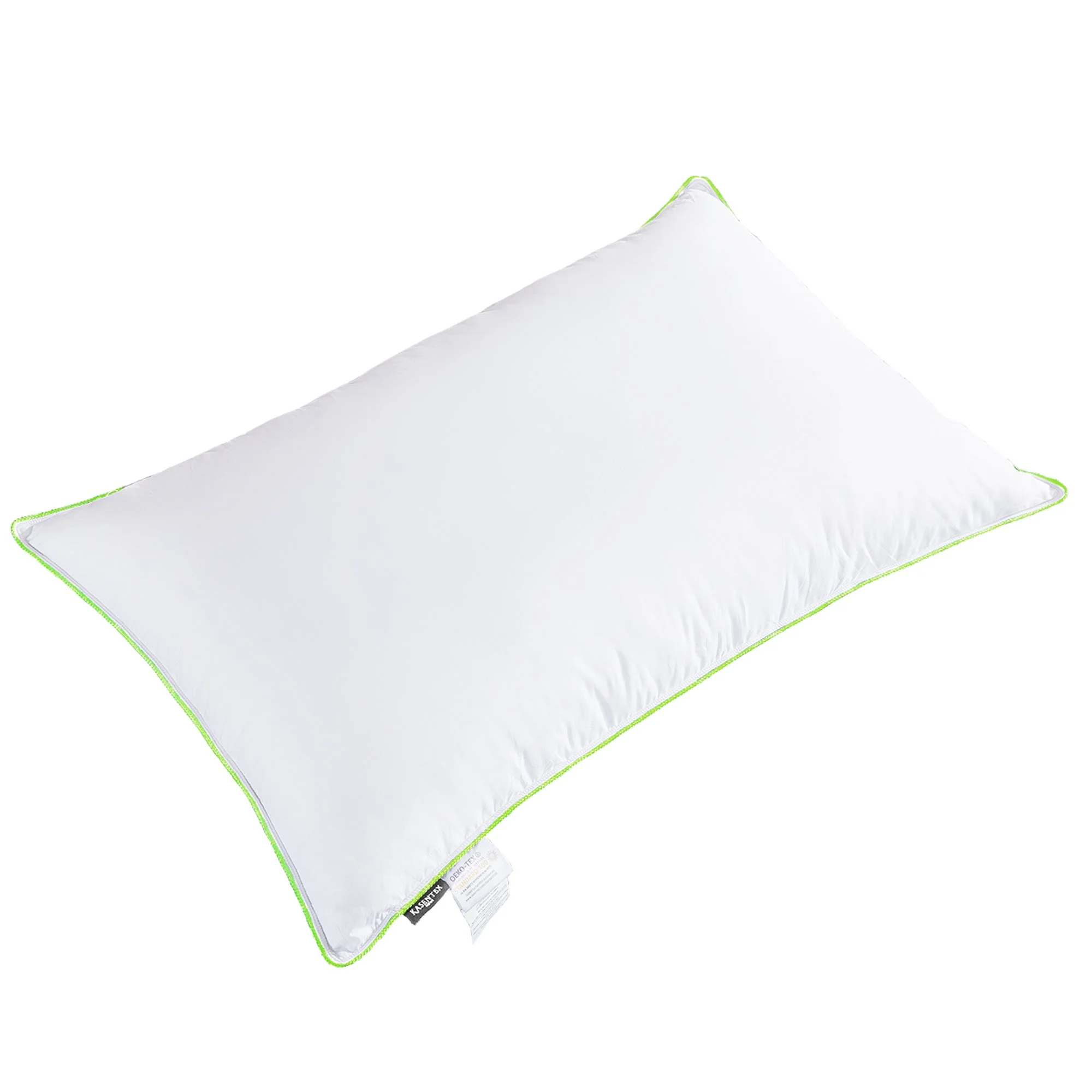 Kasentex Silky Green Piped Edge Goose Down Feather Pillow Set, White - Image 5