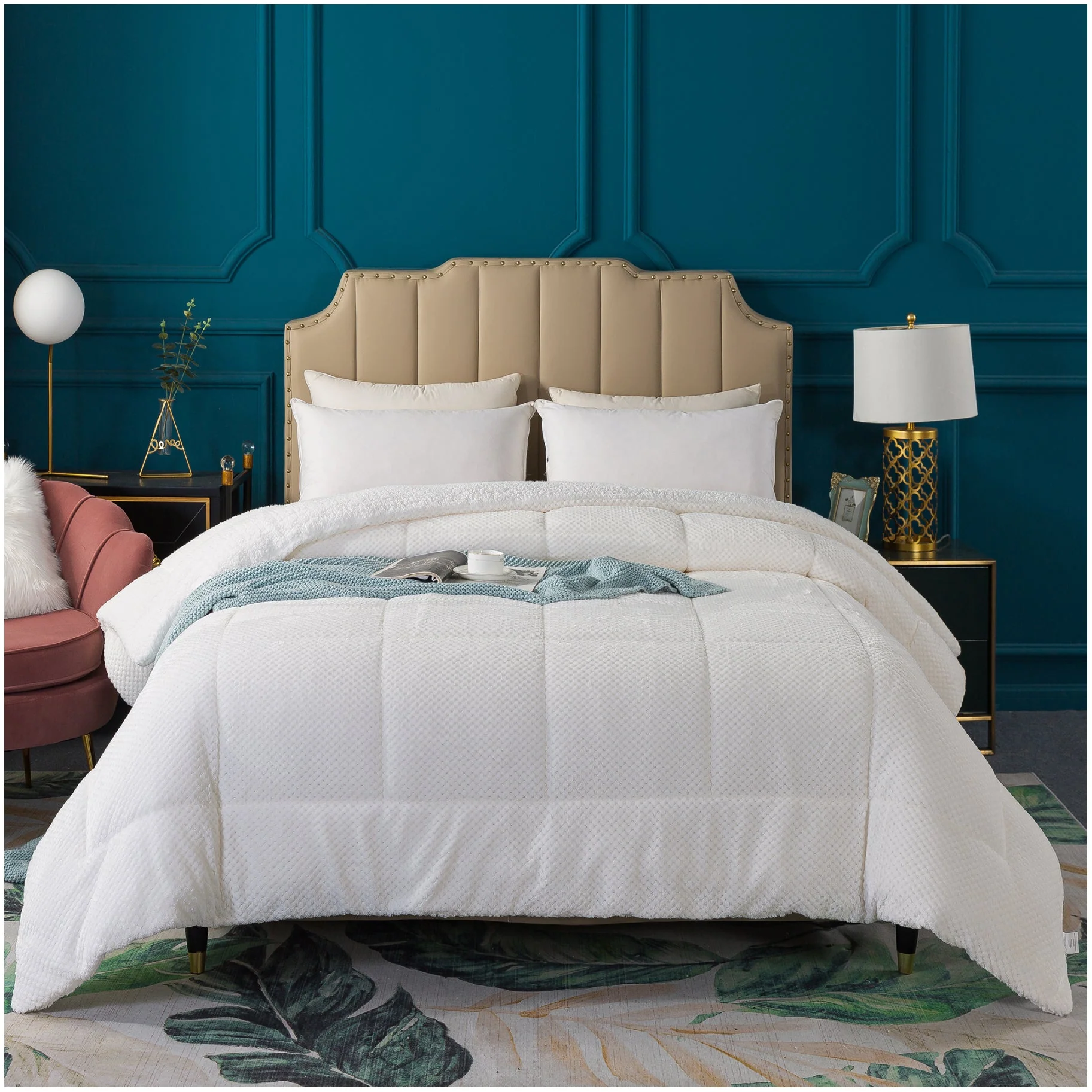 Kasentex Ultra Soft All Season Reversible Plush Sherpa Lined Comforter, Twin, Queen, King - Image 13
