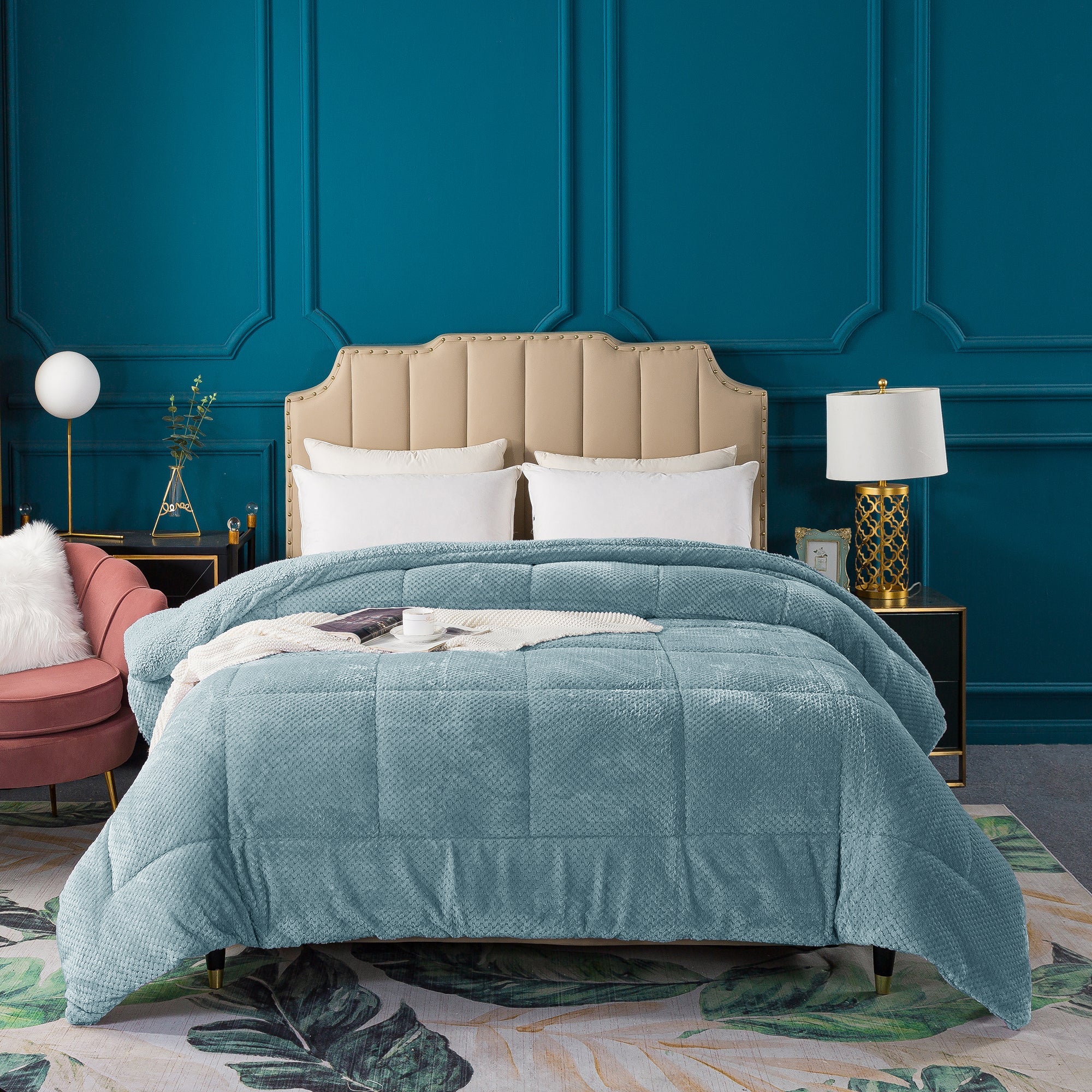 Kasentex Ultra Soft All Season Reversible Plush Sherpa Lined Comforter, Twin, Queen, King - Image 15
