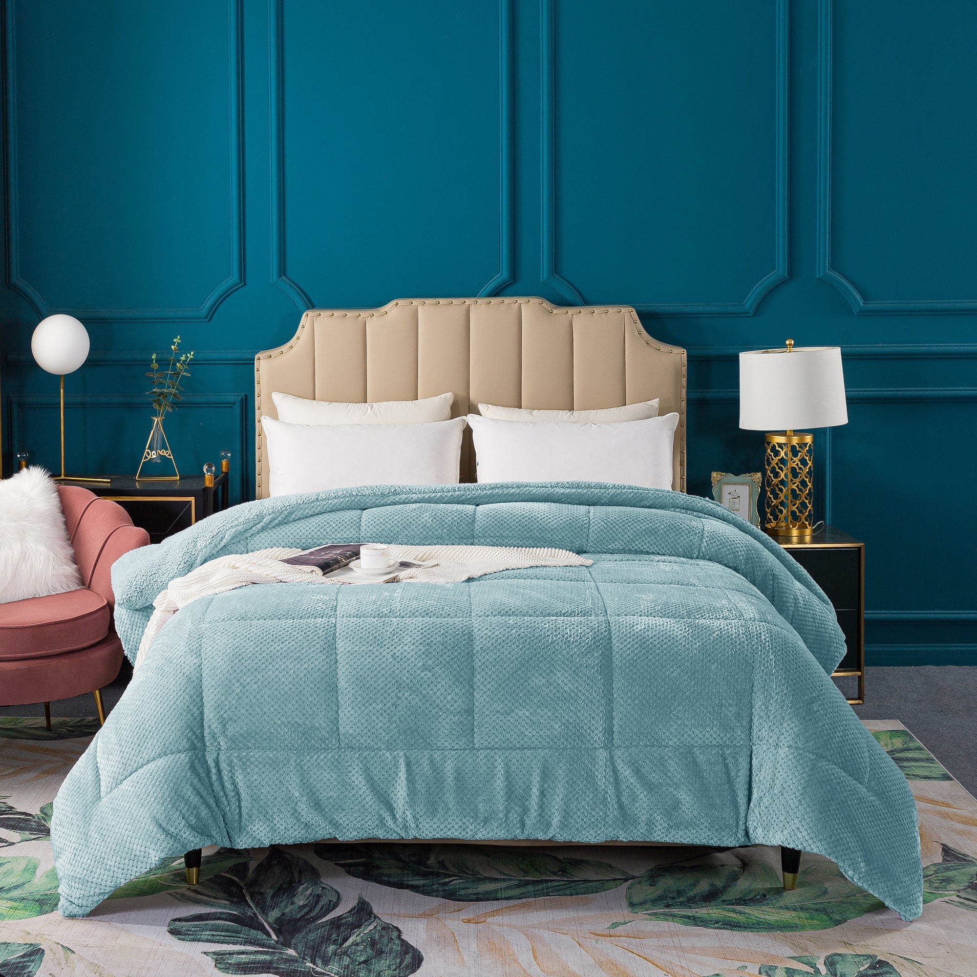 Kasentex Ultra Soft All Season Reversible Plush Sherpa Lined Comforter, Twin, Queen, King - Image 16