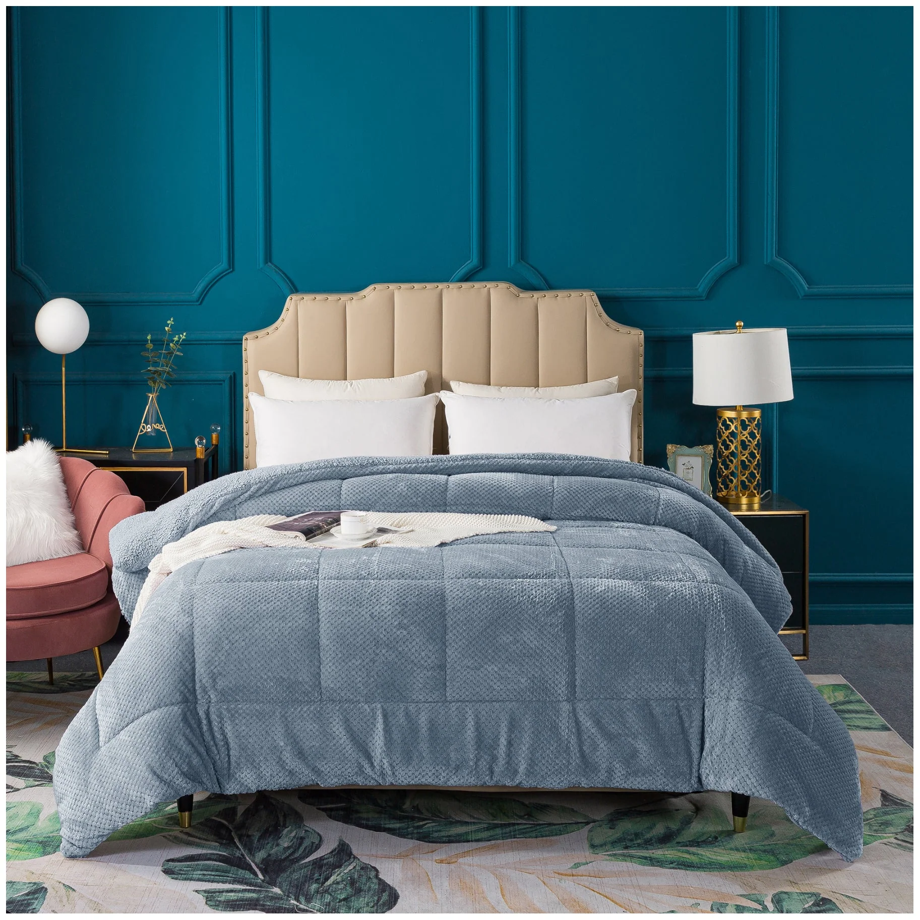 Kasentex Ultra Soft All Season Reversible Plush Sherpa Lined Comforter, Twin, Queen, King - Image 17