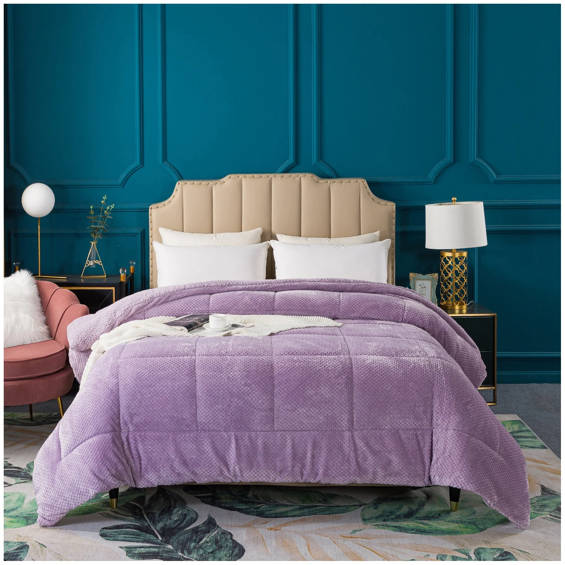 Kasentex Ultra Soft All Season Reversible Plush Sherpa Lined Comforter, Twin, Queen, King - Image 20