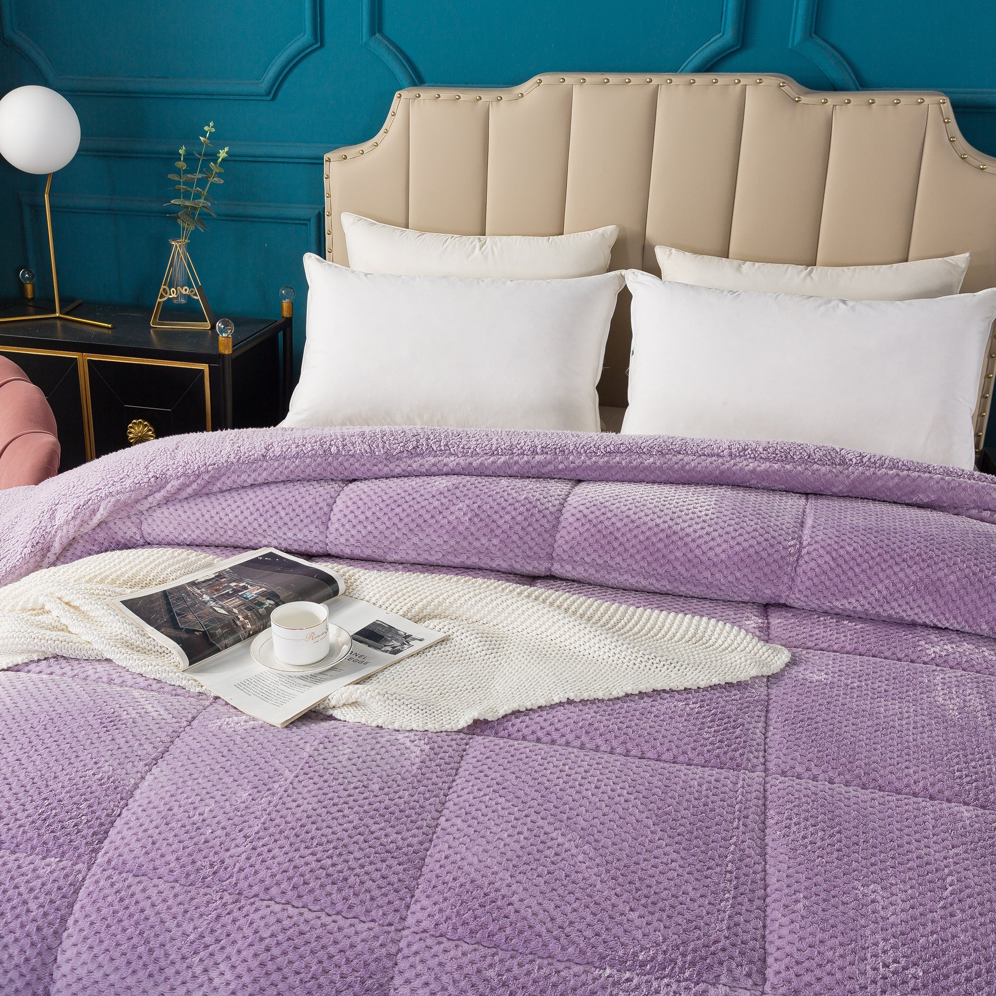 Kasentex Ultra Soft All Season Reversible Plush Sherpa Lined Comforter, Twin, Queen, King - Image 23