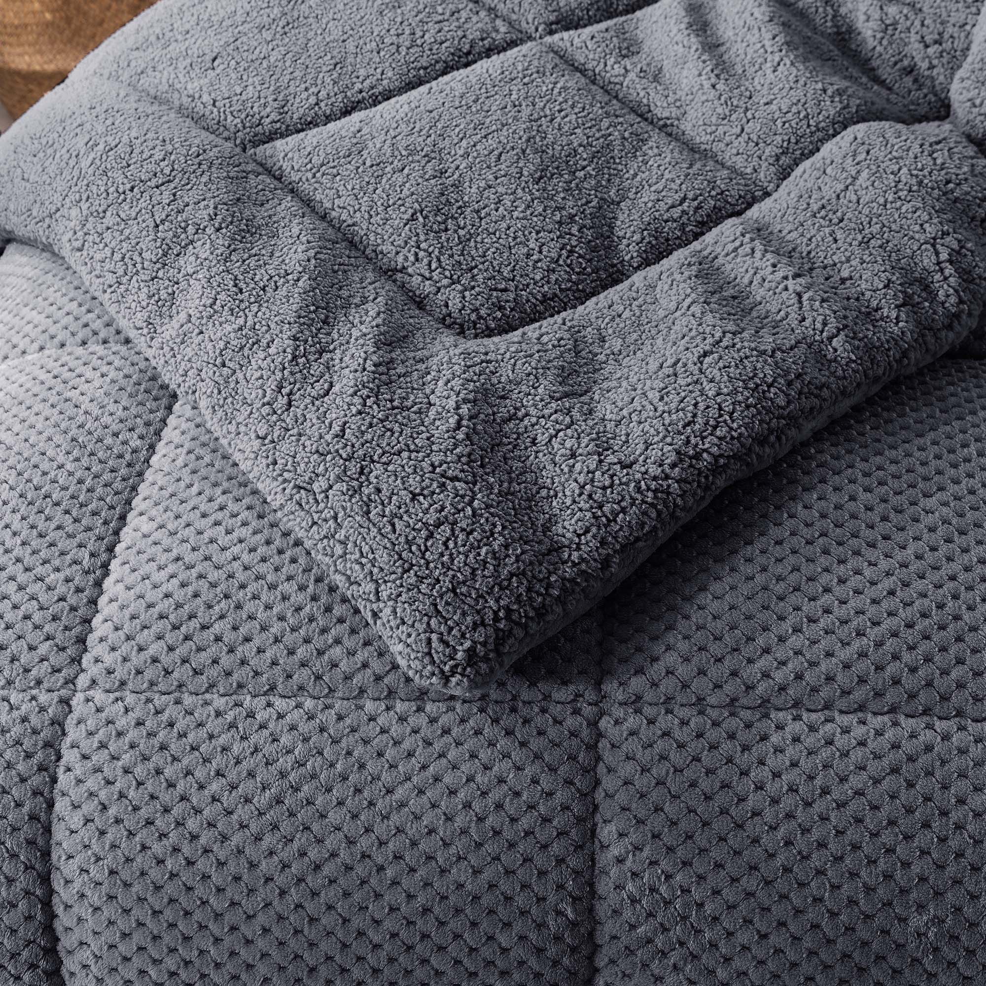 Kasentex Ultra Soft All Season Reversible Plush Sherpa Lined Comforter, Twin, Queen, King - Image 4