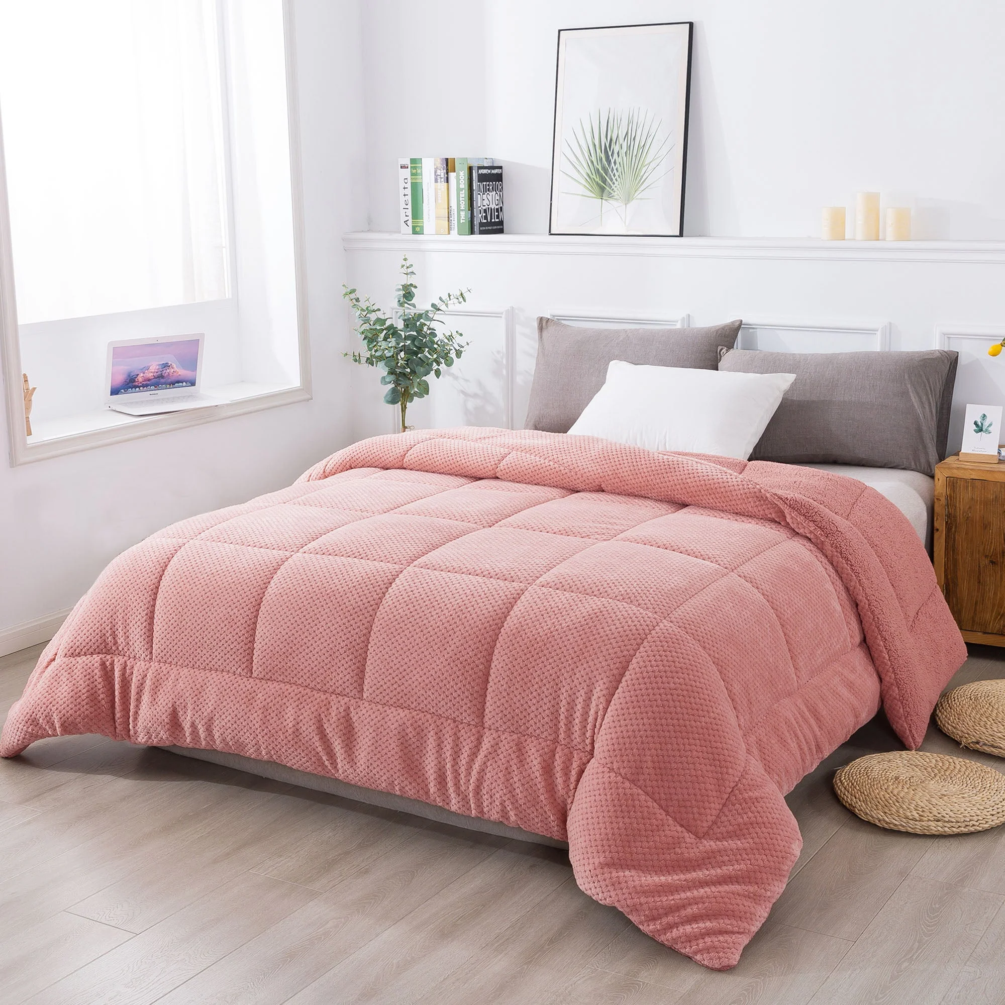 Kasentex Ultra Soft All Season Reversible Plush Sherpa Lined Comforter, Twin, Queen, King - Image 7