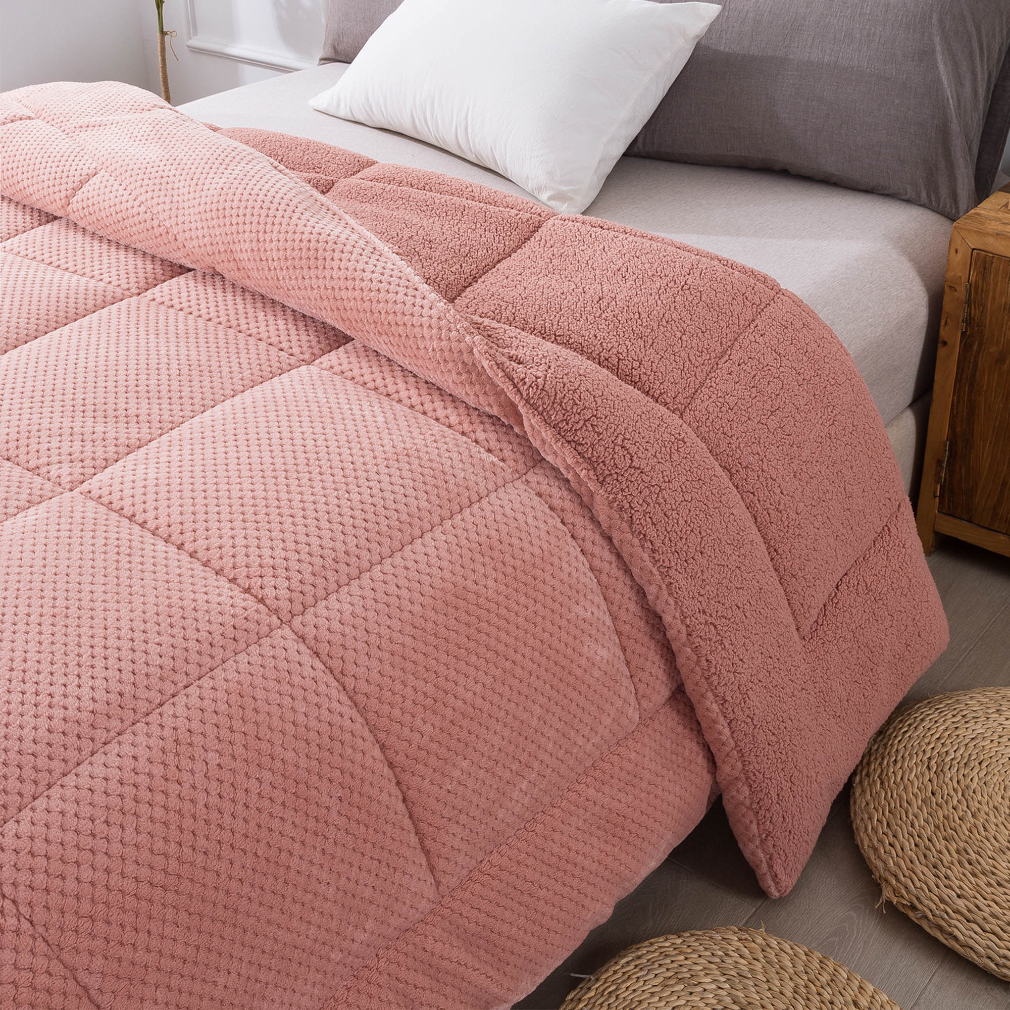 Kasentex Ultra Soft All Season Reversible Plush Sherpa Lined Comforter, Twin, Queen, King - Image 8