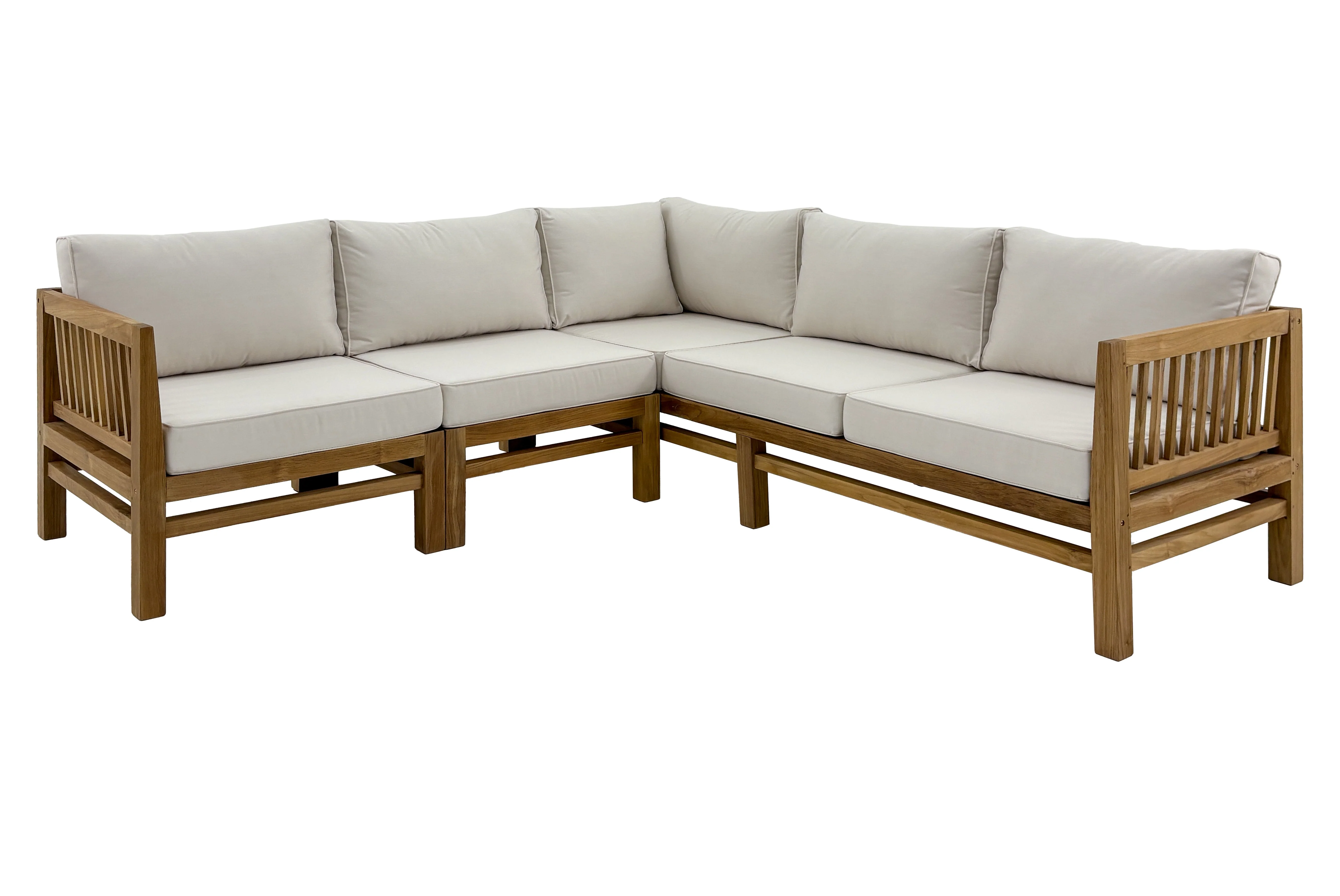 Kauai Natural Outdoor Chaise Couch Set with Sunbrella Cushions - Image 2
