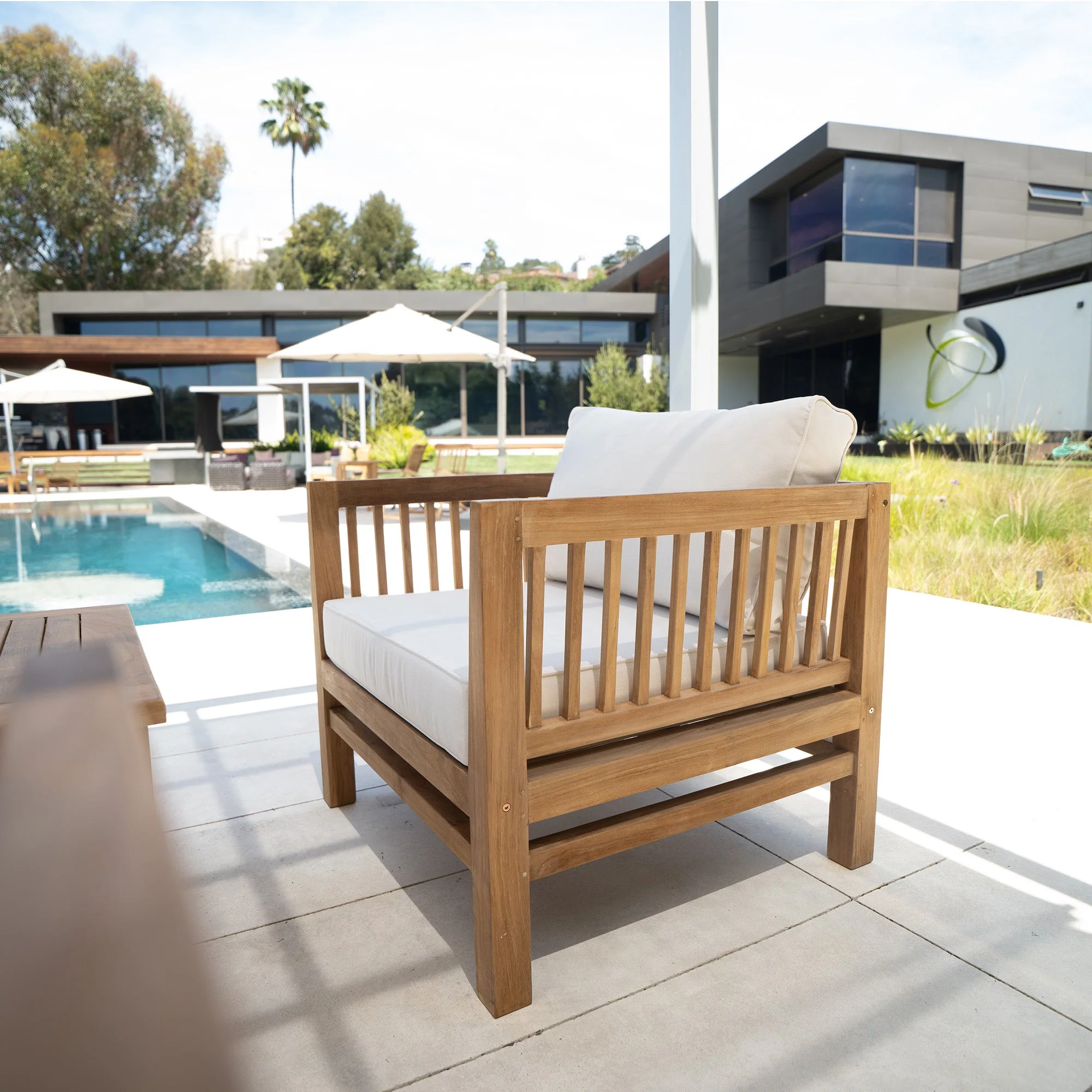 Kauai Natural Outdoor Chaise Couch Set with Sunbrella Cushions - Image 7