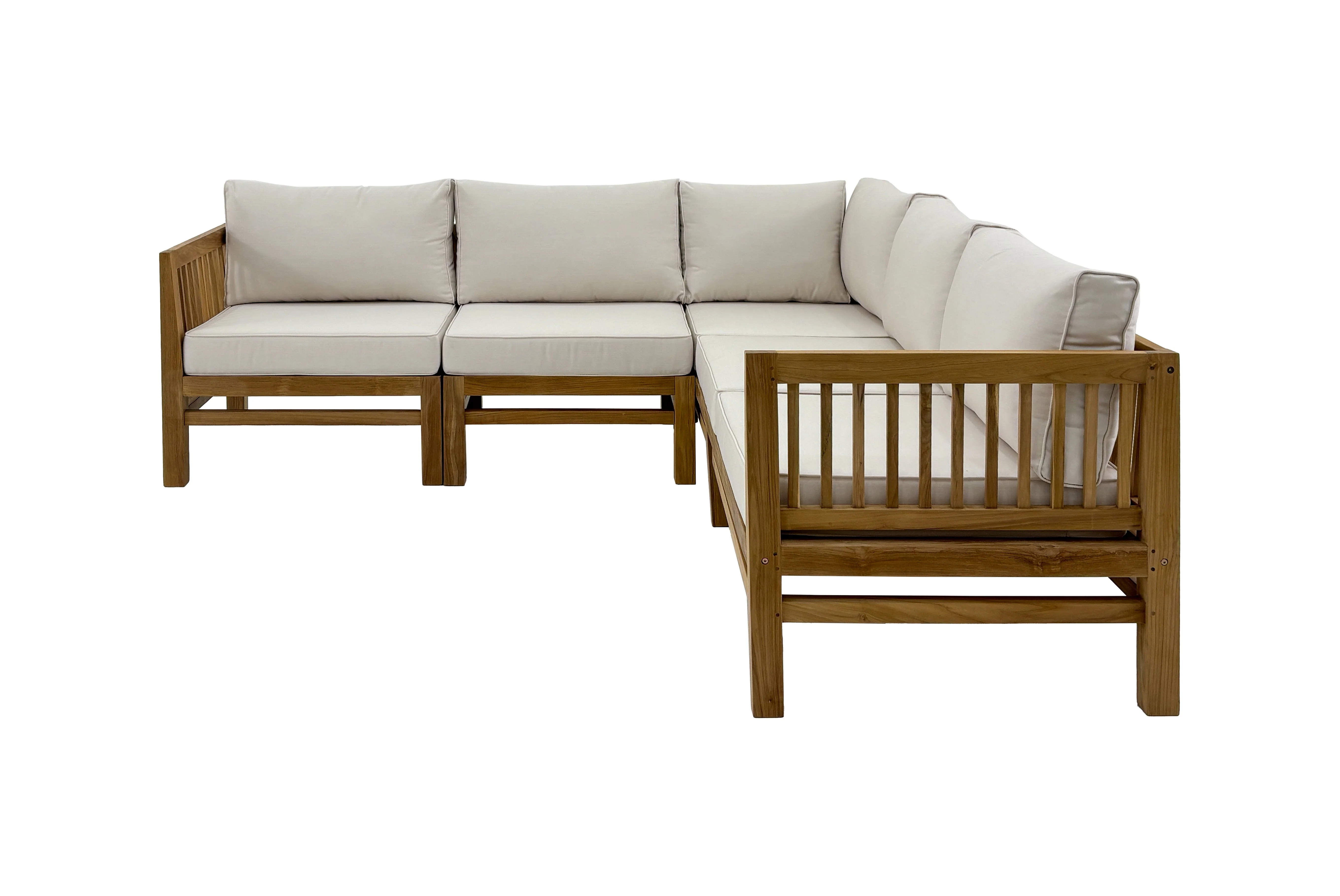 Kauai Natural Outdoor Chaise Couch Set with Sunbrella Cushions - Image 8