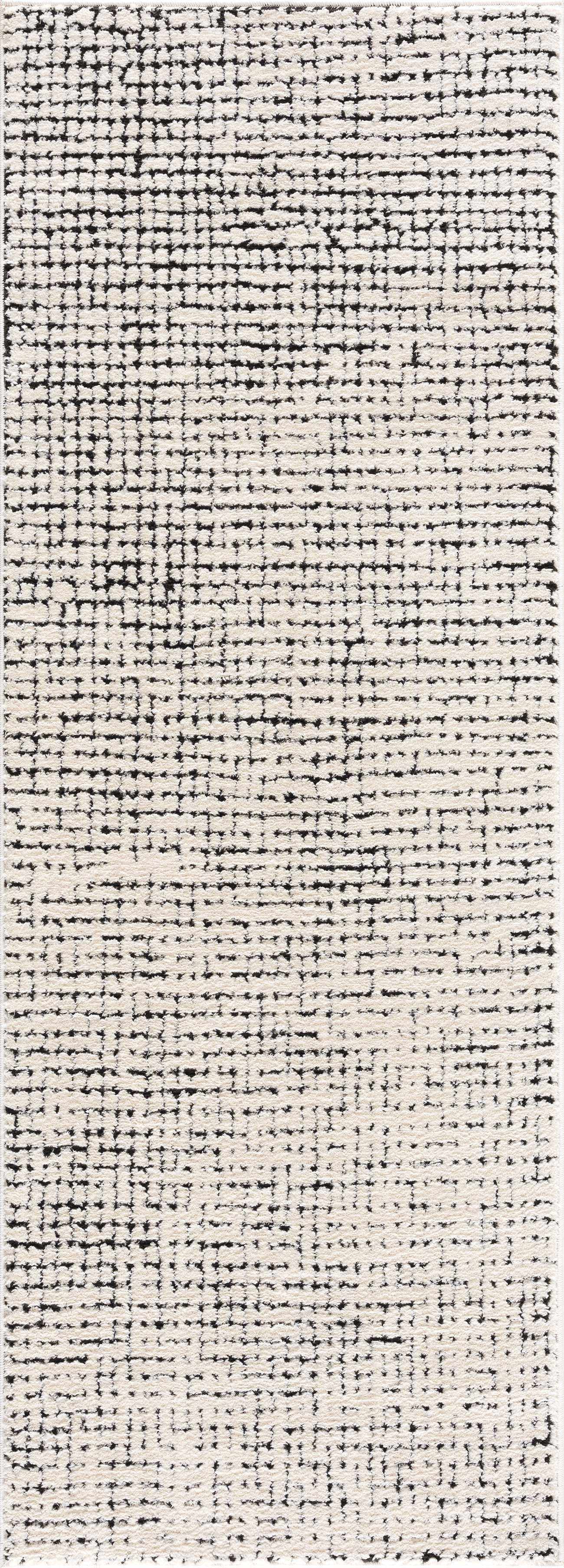 Keita Cream & Black Grid Plush Rug - Image 11