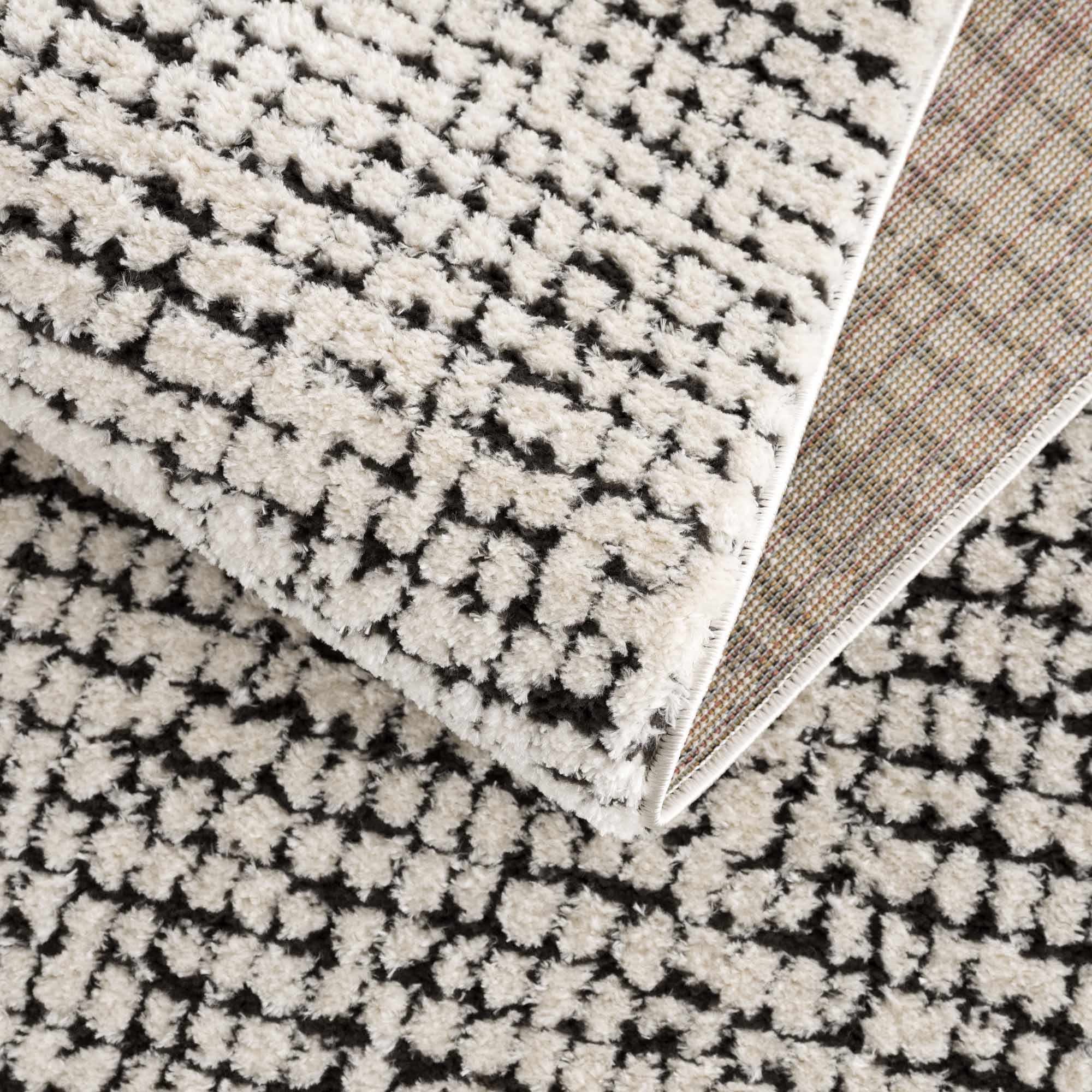 Keita Cream & Black Grid Plush Rug - Image 18
