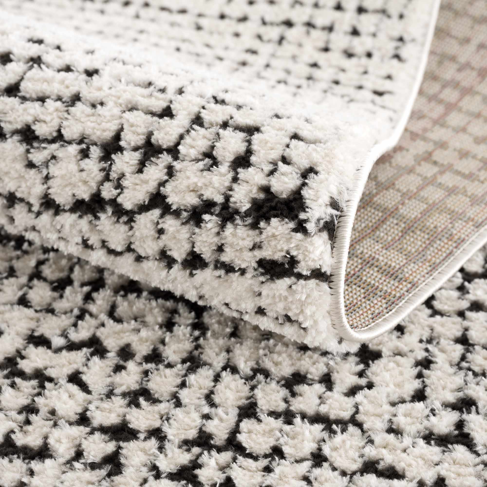 Keita Cream & Black Grid Plush Rug - Image 19