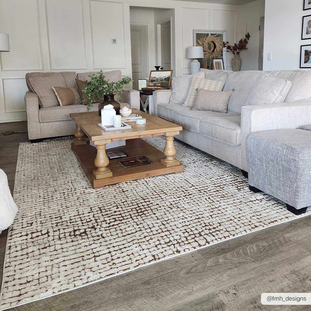 Keita Cream & Brown Area Rug - Image 2