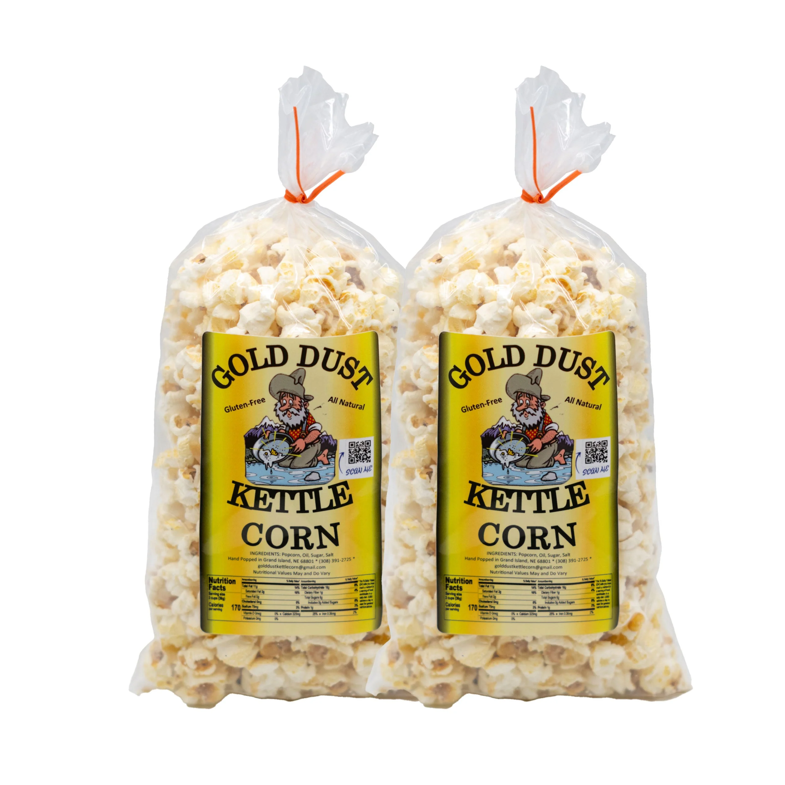 Kettle Corn | Pack of 2 | 2.5 oz | Gluten Free & Non-GMO | Gold Dust Kettle Corn