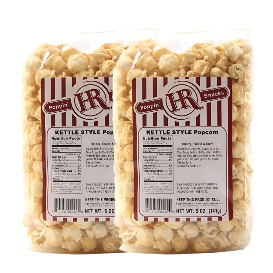 Kettle Popcorn | 5 oz | Pack of 2 | HR Poppin' Snacks