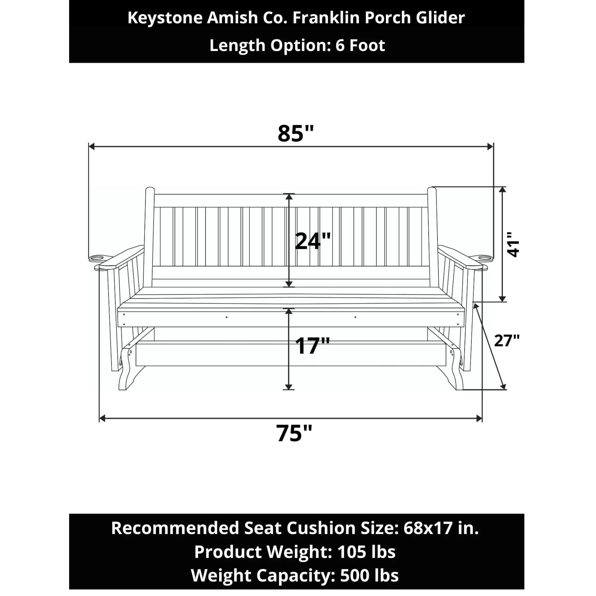 Keystone Amish Co. Franklin Porch Glider - Image 38