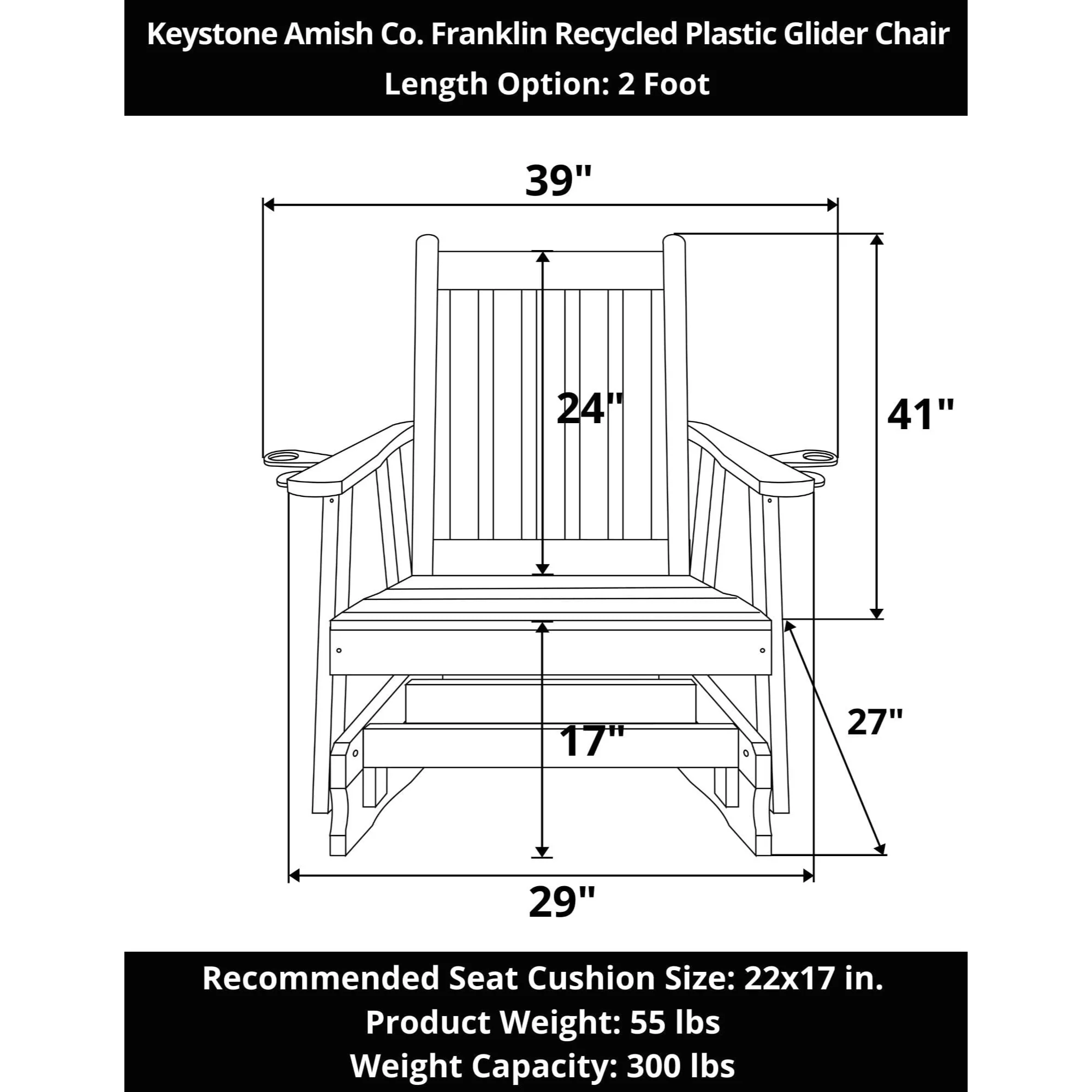 Keystone Amish Co. Franklin Recycled Plastic Glider Chair - Image 15