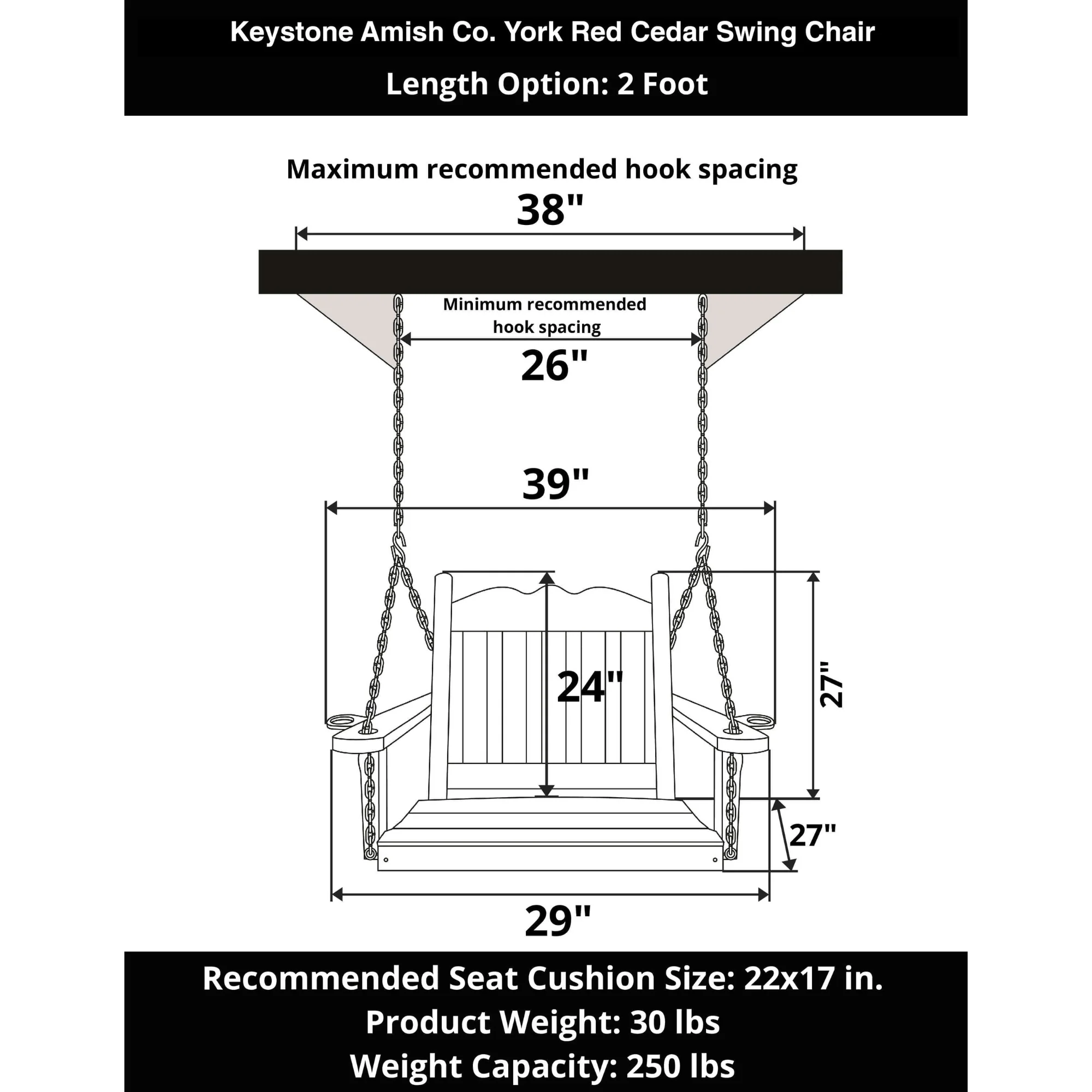 Keystone Amish Co. York Red Cedar Swing Chair - Image 14