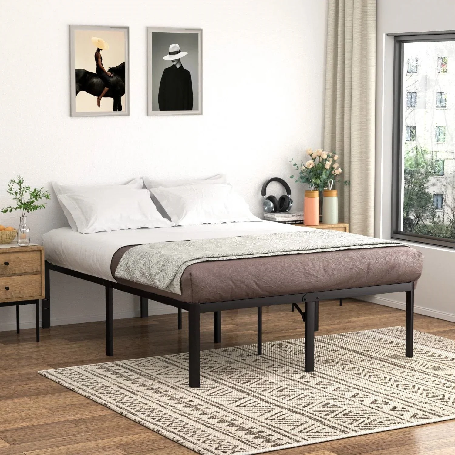 King 18-inch Rounded Edge Corners Metal Bed Frame with Under-bed Storage Space - Image 2