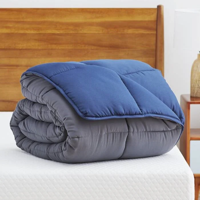 King All Seasons Grey/Navy Reversible Polyester Down Alternative Comforter - Image 4