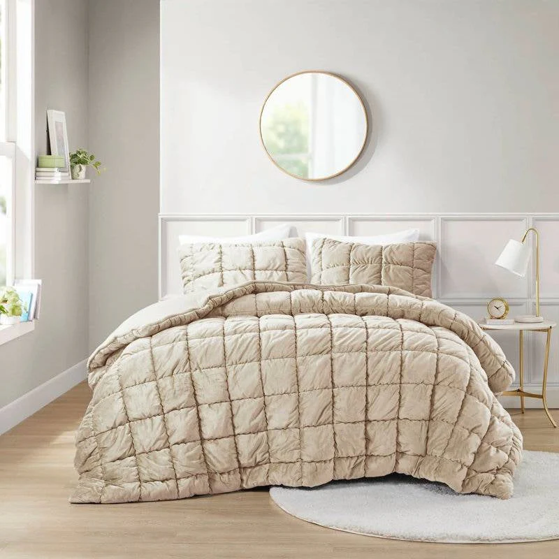 King Beige Velvety Soft Down Alternative Comforter Set - Image 2