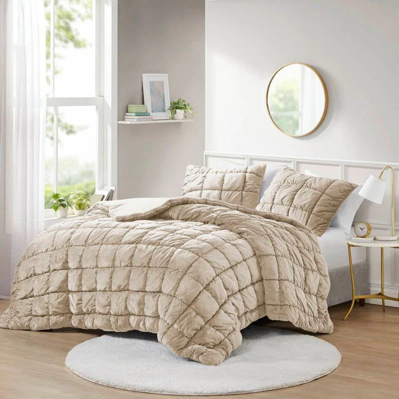 King Beige Velvety Soft Down Alternative Comforter Set - Image 3