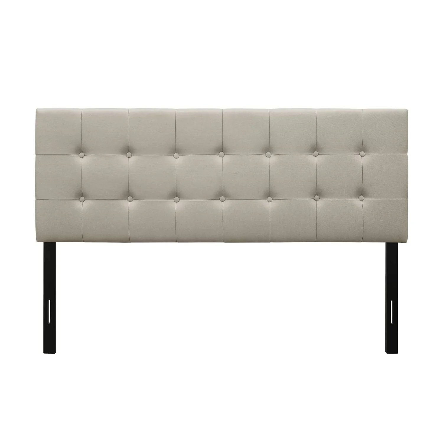 King Button-Tufted Headboard in Light Grey Beige Taupe Upholstered Fabric - Image 2