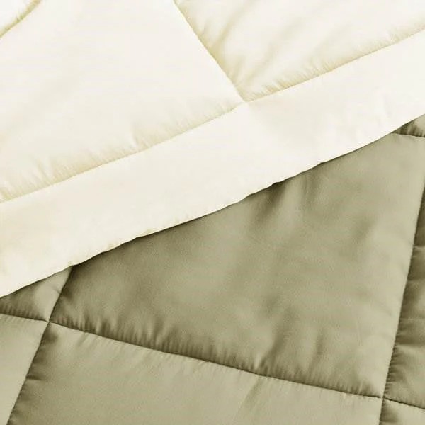 King/Cal King 3-Piece Microfiber Reversible Comforter Set in Sage Green/Cream - Image 3