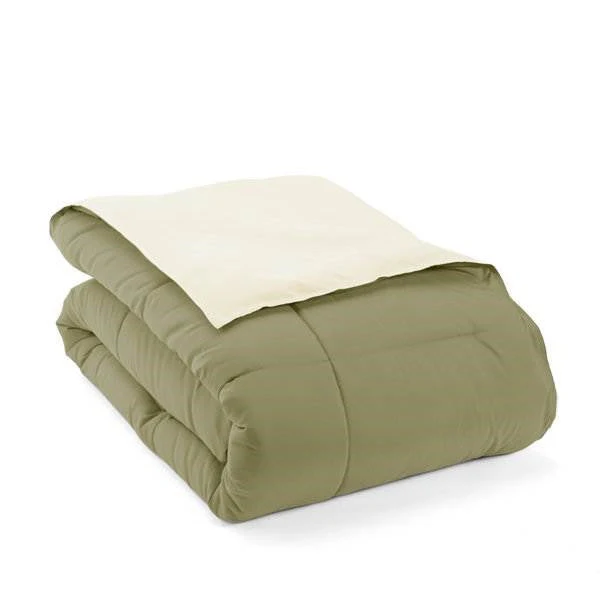 King/Cal King 3-Piece Microfiber Reversible Comforter Set in Sage Green/Cream - Image 5