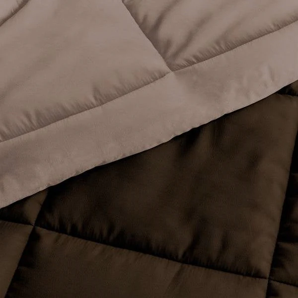 King/Cal King 3-Piece Microfiber Reversible Comforter Set in Taupe Brown - Image 3