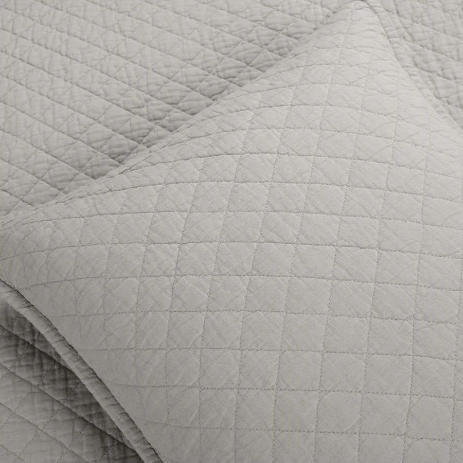 King/CAL King Lightweight Cotton Linen Grey Reversible 3-PC Quilt Set - Image 2