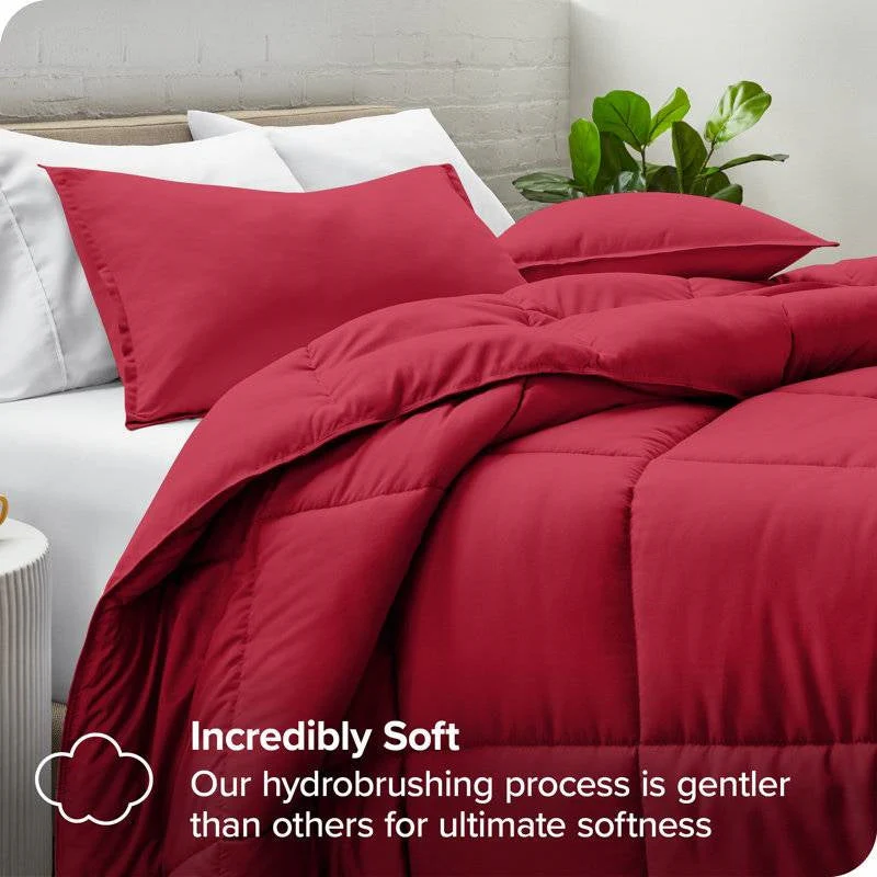 King/Cal King Size All Season Super Soft Down Alternative Comforter Set Red - Image 3