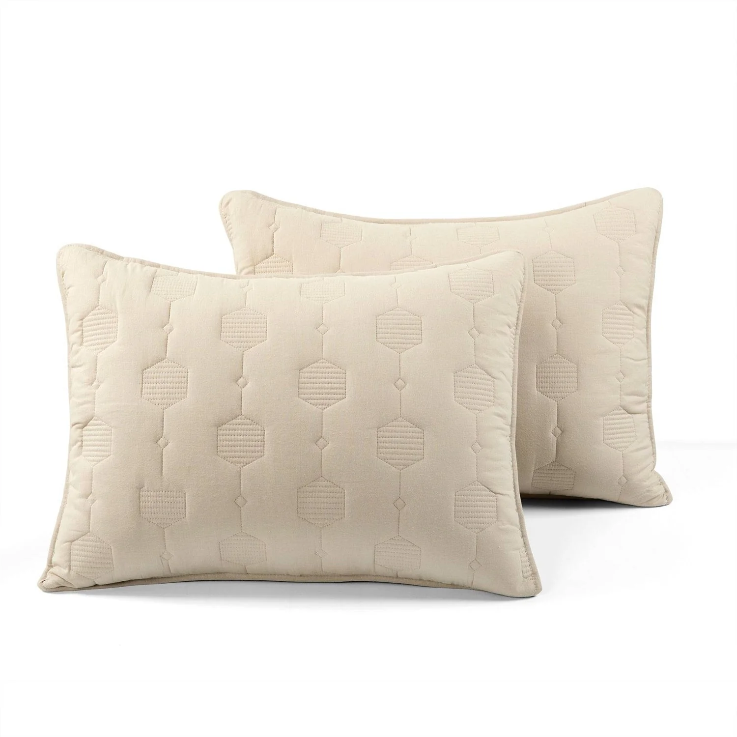 King/California King size Lightweight Beige Textured Cotton 3 Piece Quilt Set - Image 5
