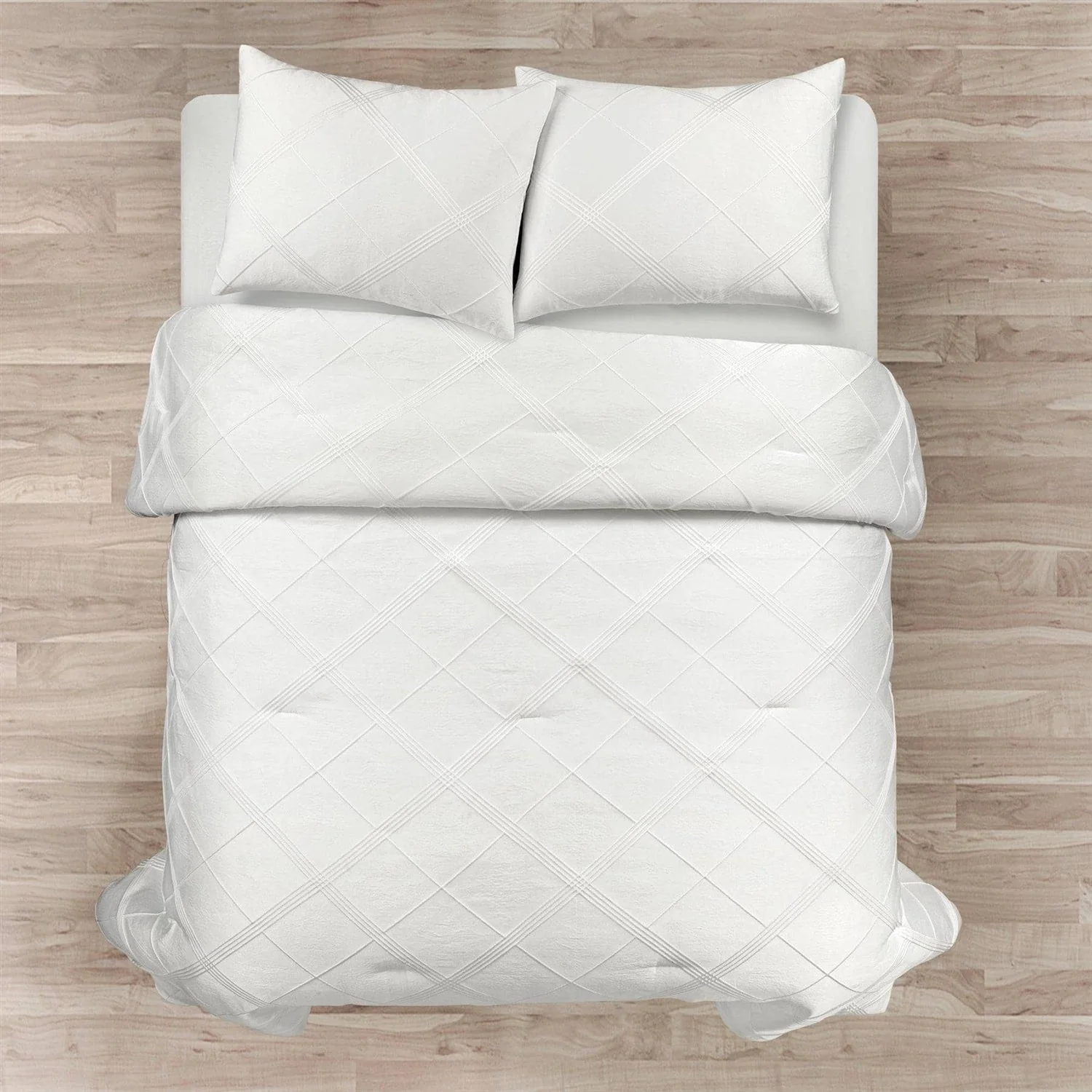King/California King White Diamond Jacquard 3 PCS Comforter Set - Image 3
