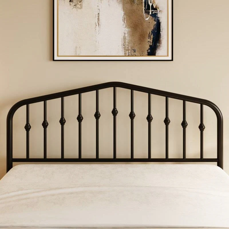King Farmhouse Spindle Black Metal Platform Bed Frame with Headboard Footboard - Image 3