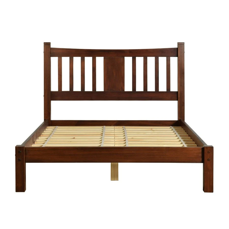 King Farmhouse Style Solid Wood Platform Bed Frame with Headboard in Cherry - Image 2