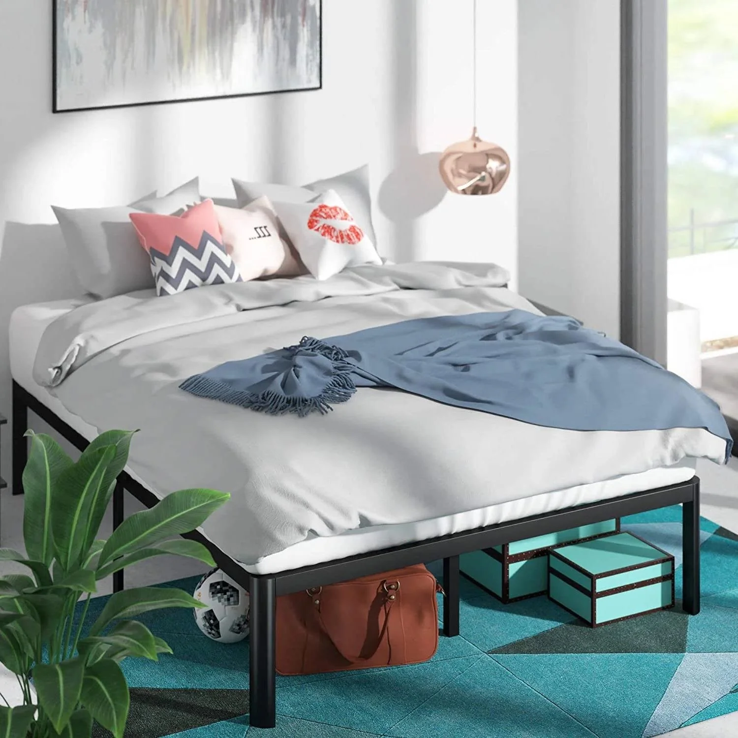 King Metal Platform Bed Frame with Rounded Legs 700 lbs Weight Capacity - Image 3