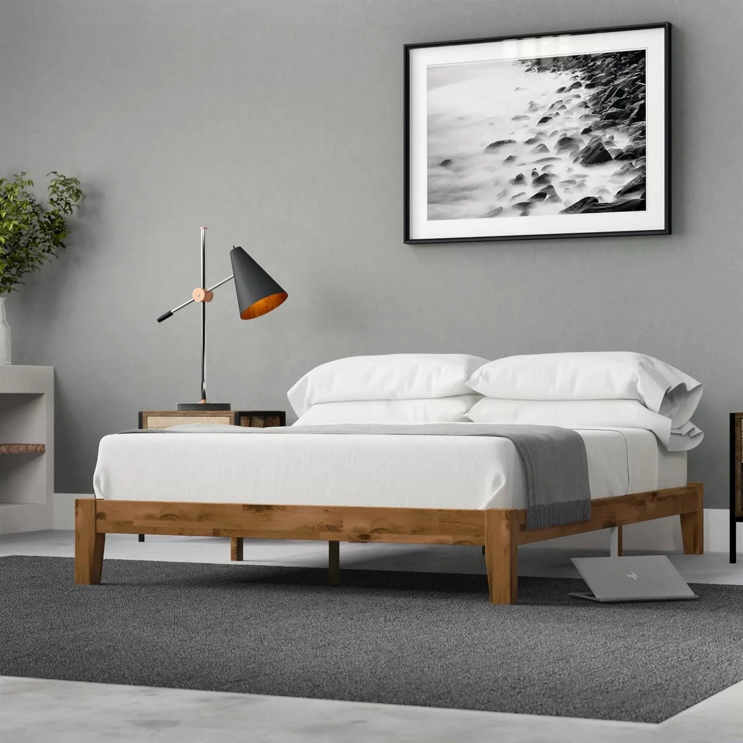 King Simple Modern Solid Wood Platform Bed Frame - 700 lb. Weight Capacity - Image 3