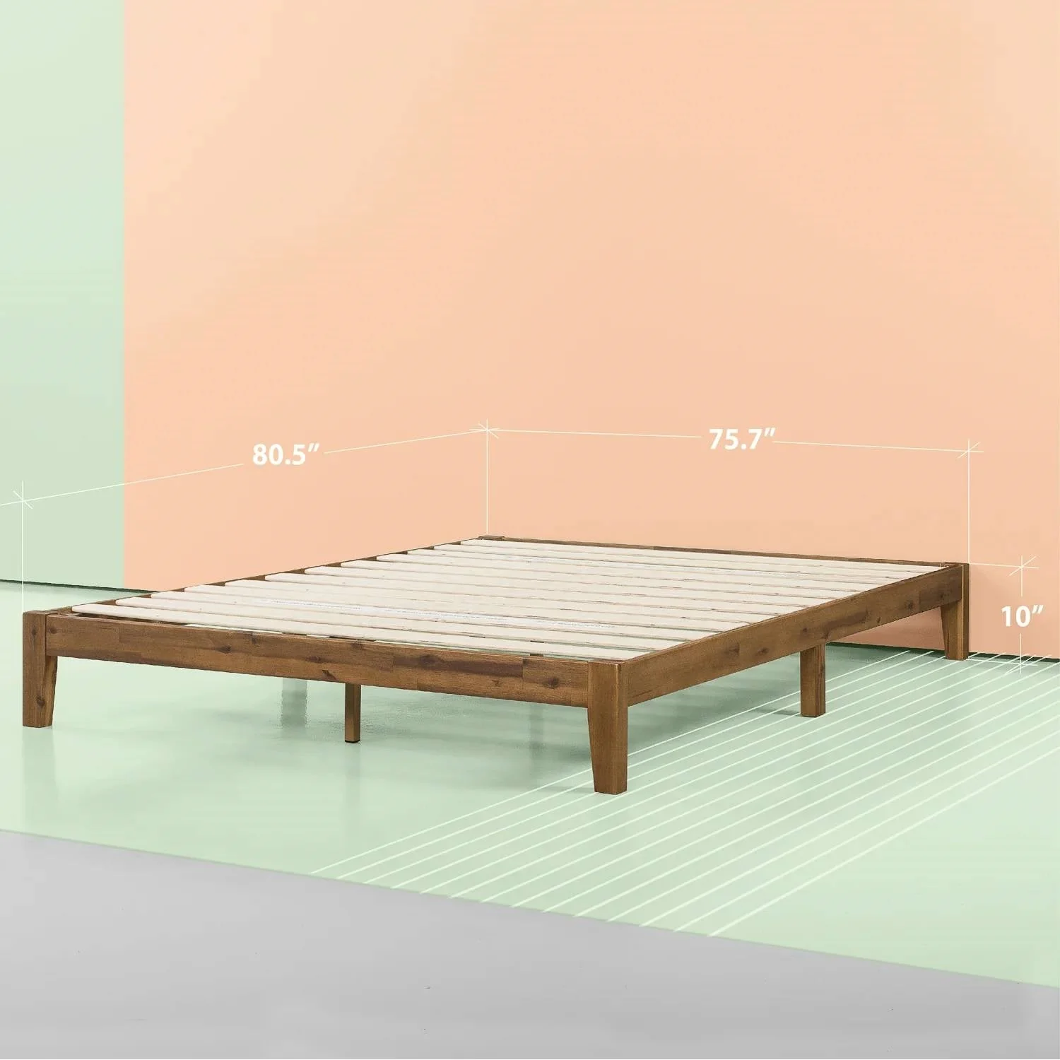 King Simple Modern Solid Wood Platform Bed Frame - 700 lb. Weight Capacity - Image 5