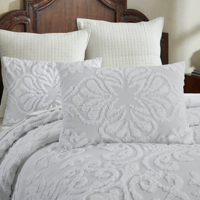 King Size 100-Percent Cotton Chenille 3-Piece Coverlet Bedspread Set in White - Image 4