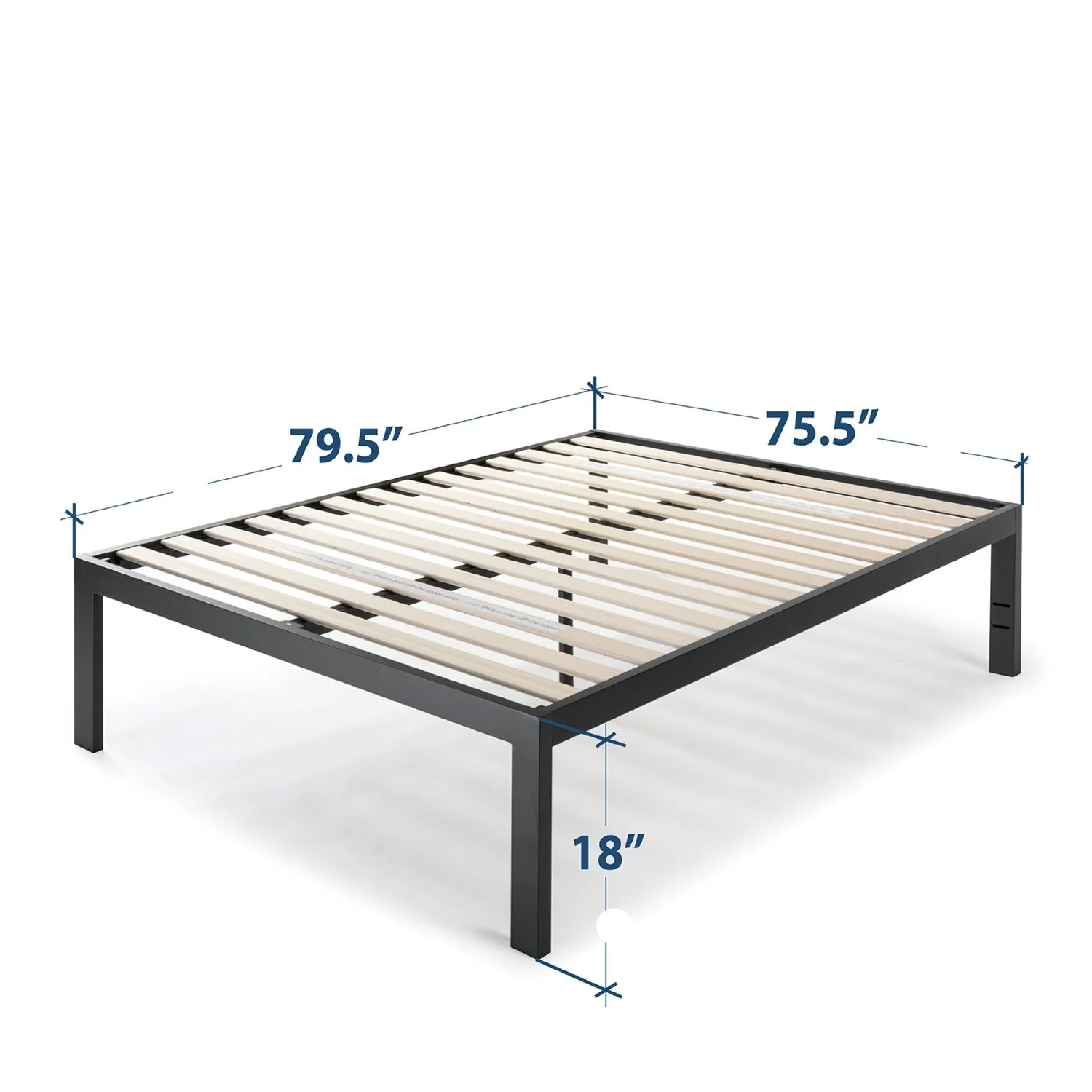 King size 18 Inch Easy Assemble Metal Platform Bed Frame Wooden Slats - Image 3