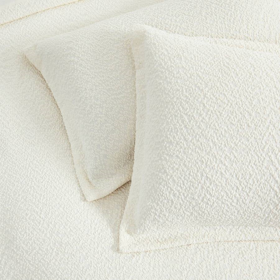 King Size 3-Piece Off White Boucle Duvet Cover Set - Image 5