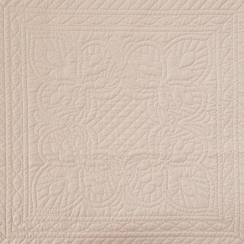 King Size 3 Piece Reversible Scalloped Edges Microfiber Quilt Set in Blush - Image 5