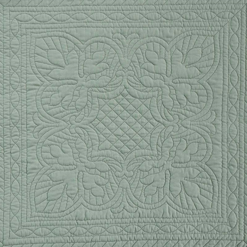 King Size 3 Piece Reversible Scalloped Edges Microfiber Quilt Set in Seafoam - Image 5
