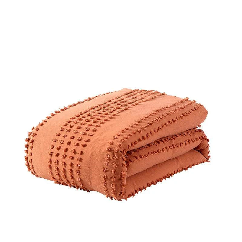 King size 5-Piece 100-Percent Cotton Clip Dot Comforter Set in Brick Orange - Image 4