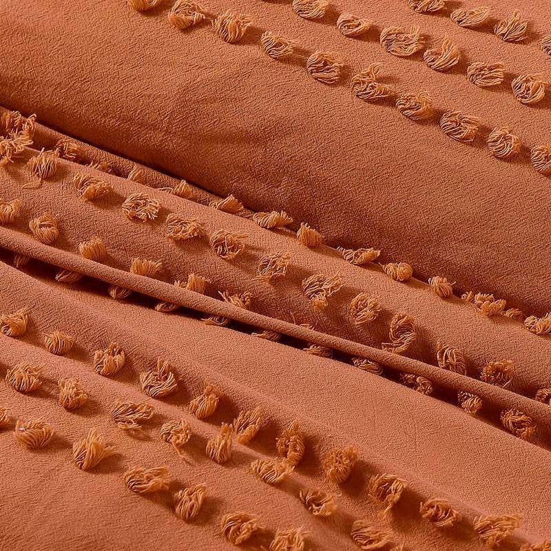 King size 5-Piece 100-Percent Cotton Clip Dot Comforter Set in Brick Orange - Image 5